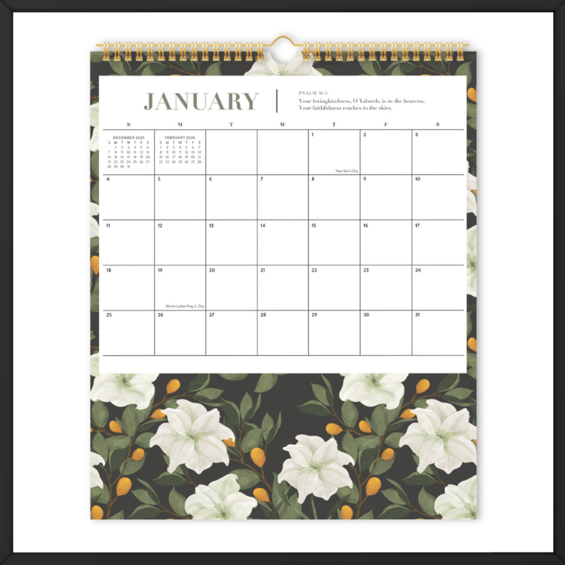 Printed overseas He is Faithful Calendar inside look