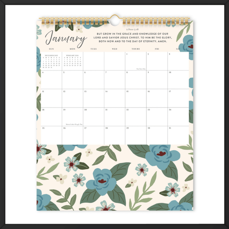 Printed overseas Seed and Bloom Calendar inside look