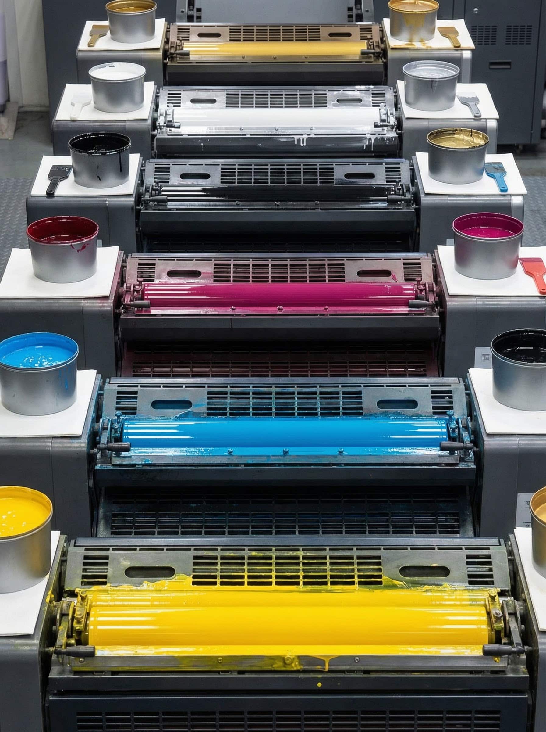 CMYK color model showing cyan, magenta, yellow, and black used in overseas printing