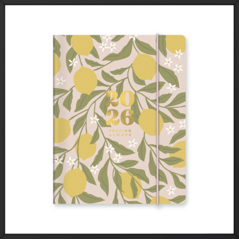 Lemon and Floral 2026 Praying Always Planner Outside Look