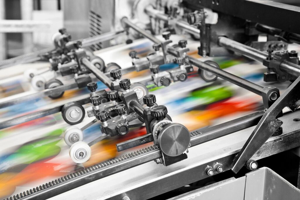 Overseas printing machine printing colored designs