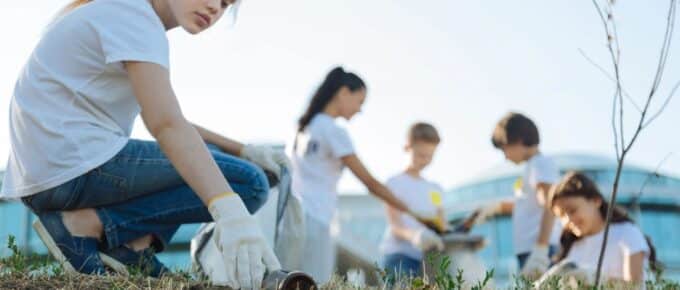 Volunteers doing outside work through their nonprofit organization