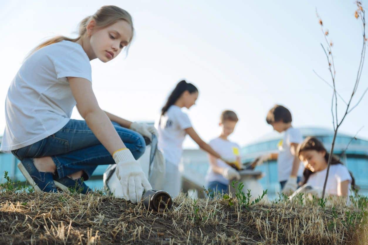 Volunteers doing outside work through their nonprofit organization