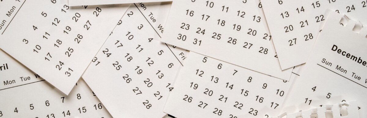 Printed monthly calendar sheets