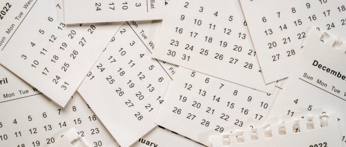Printed monthly calendar sheets