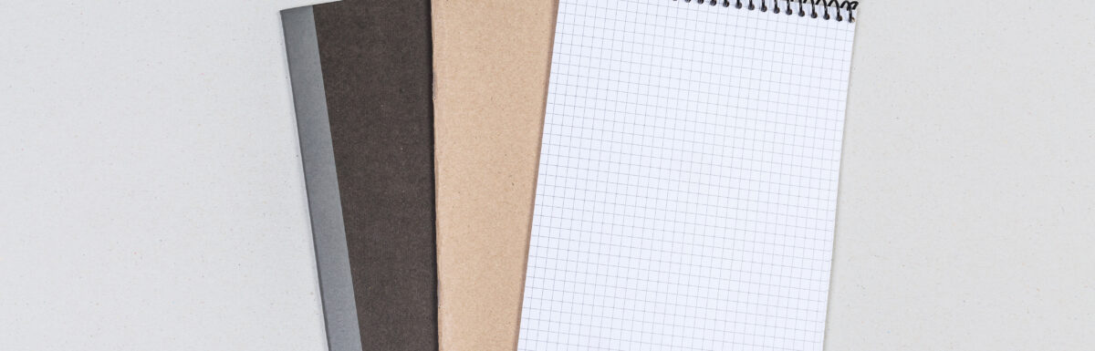 Journal, notebook, and spiral notebook